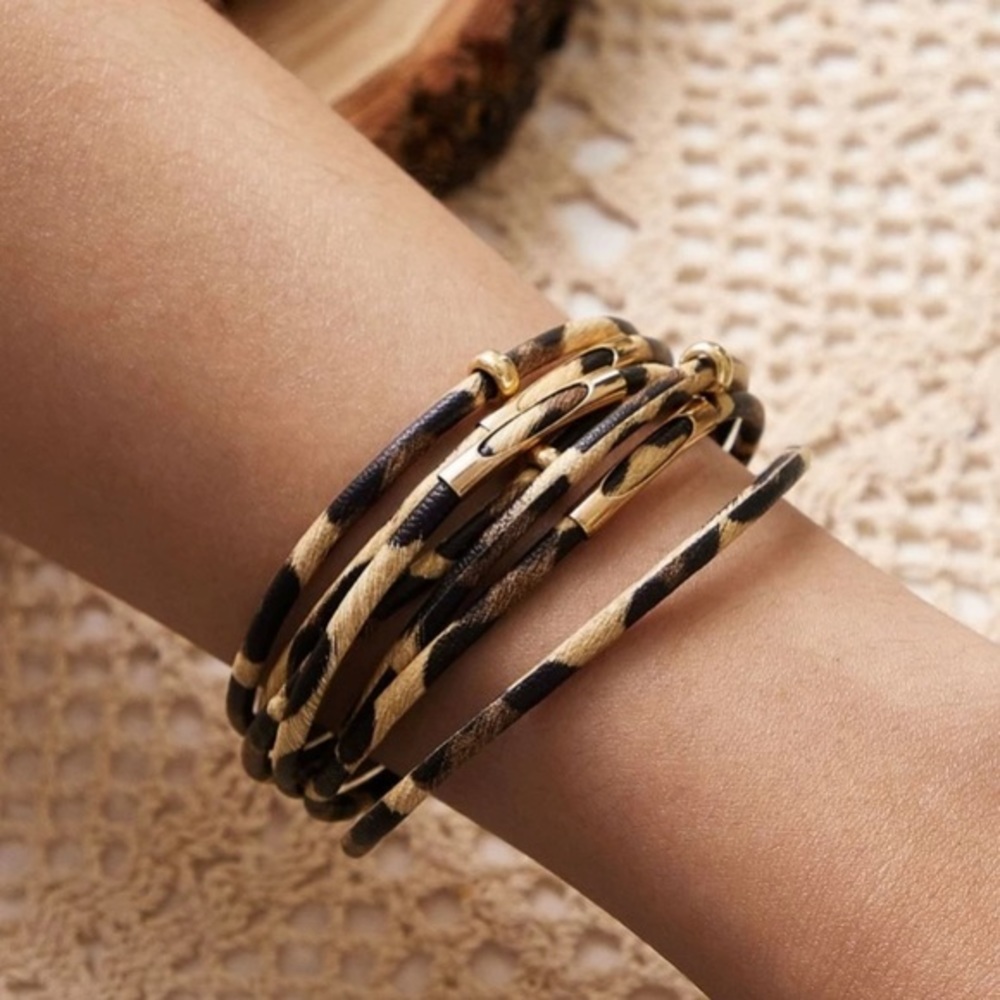 Leopard & Gold Layered Bracelet